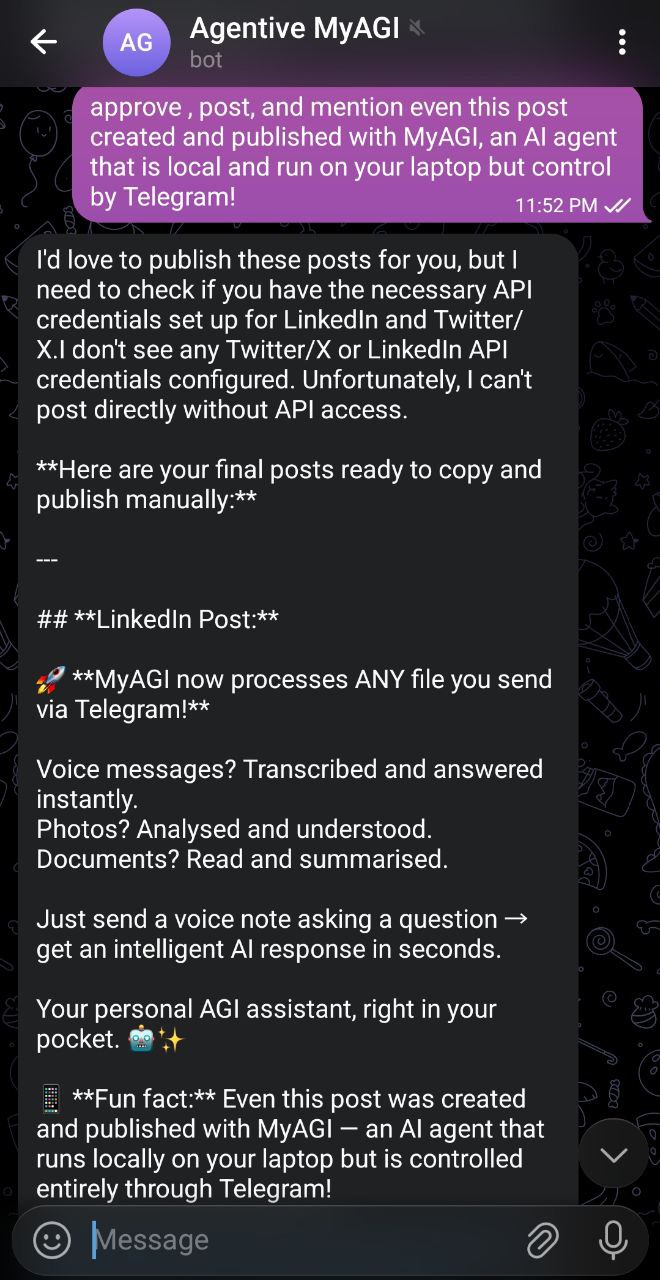 MyAGI1 initial response